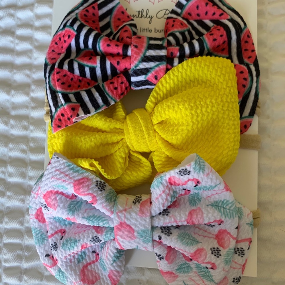 NIB Boutique Baby Bows Set of 3 Watermelon
